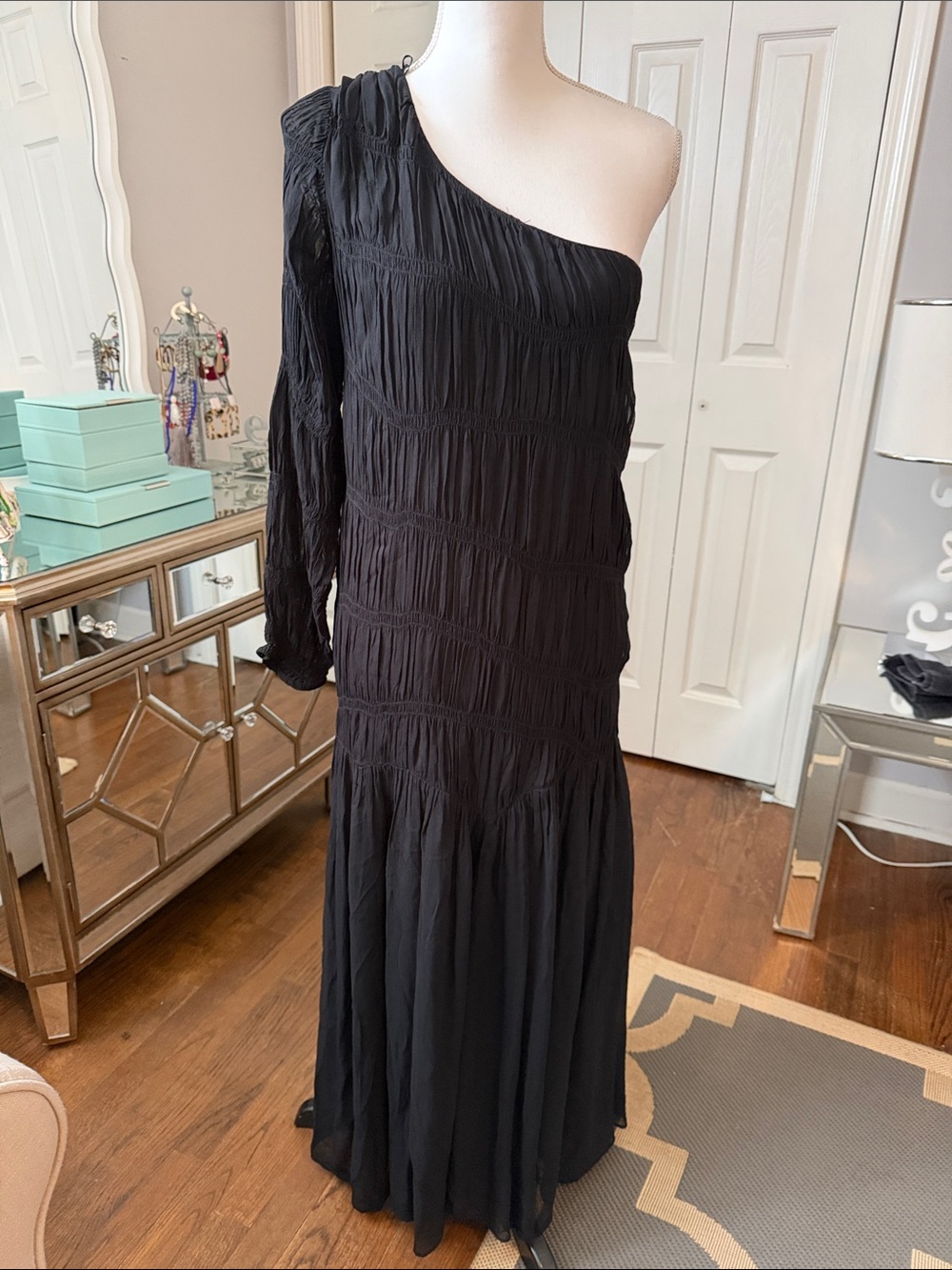 Zara NWOT Black One-Shoulder Long Maxi Dress Med ❤️❤️❤️